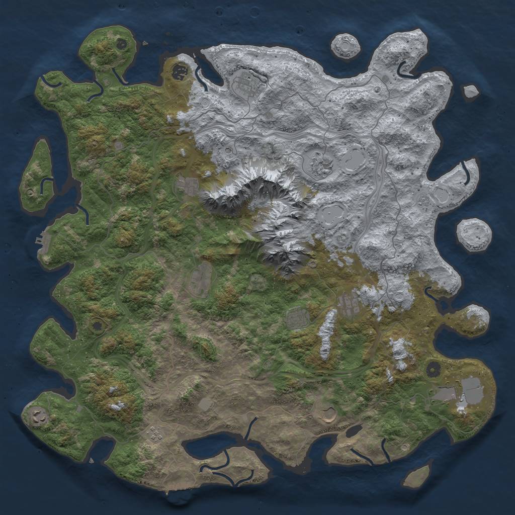 Rust Map: Procedural Map, Size: 5000, Seed: 55523, 20 Monuments