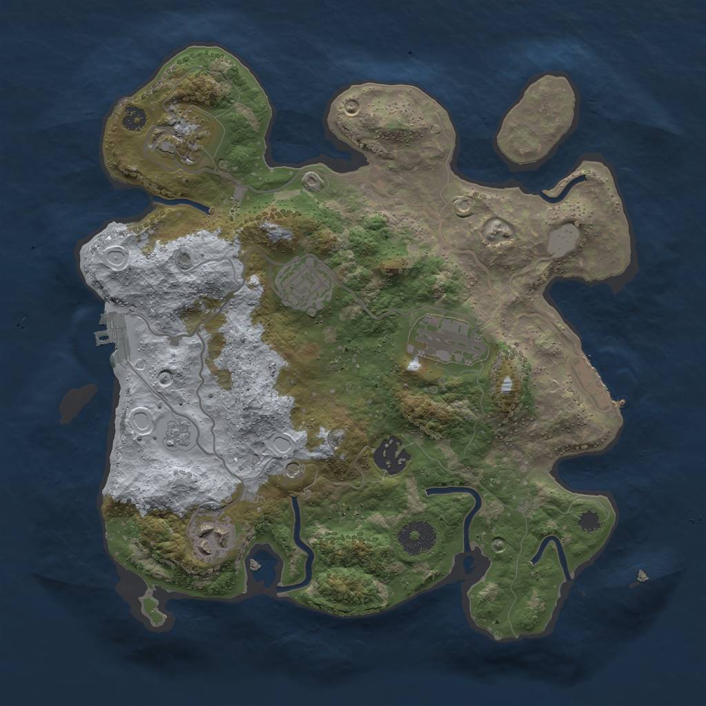 Rust Map: Procedural Map, Size: 3000, Seed: 1331288755, 12 Monuments