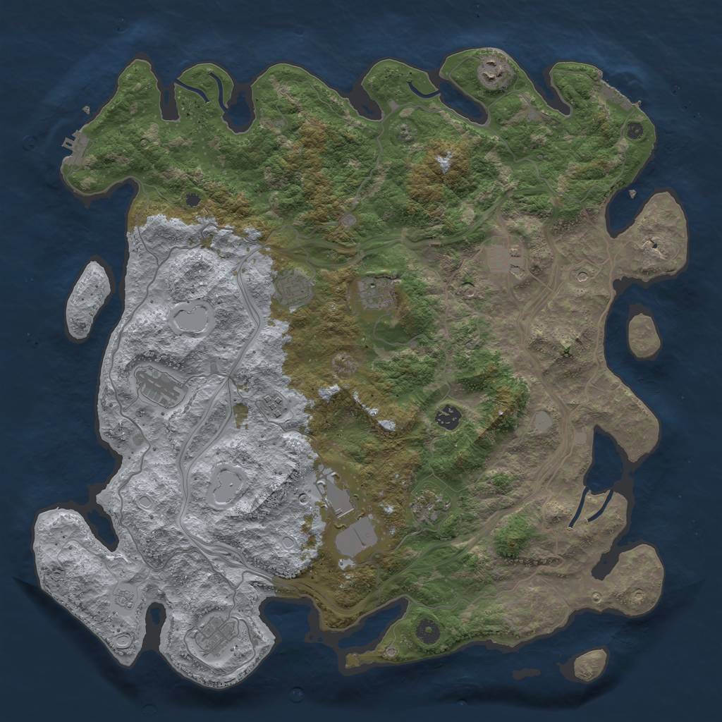 Rust Map: Procedural Map, Size: 4500, Seed: 198713713, 19 Monuments
