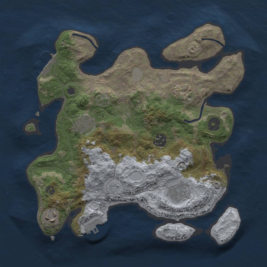 Rust Map: Procedural Map, Size: 3000, Seed: 842021, 13 Monuments