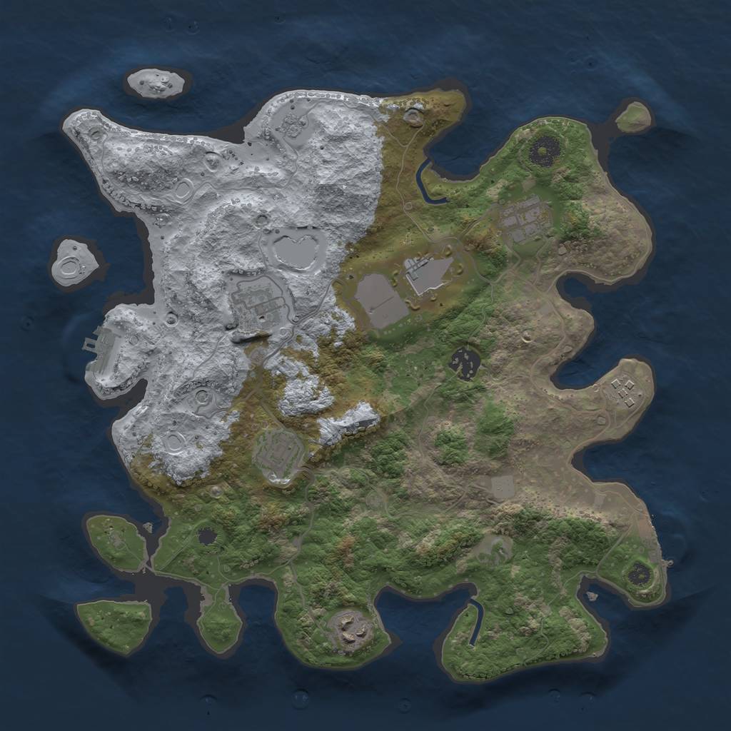 Rust Map: Procedural Map, Size: 3500, Seed: 496977249, 16 Monuments