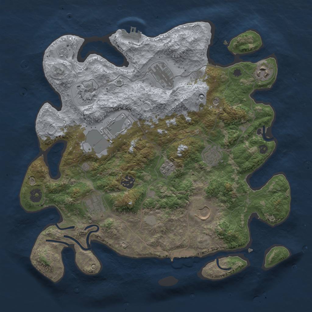Rust Map: Procedural Map, Size: 3500, Seed: 1660843656, 18 Monuments