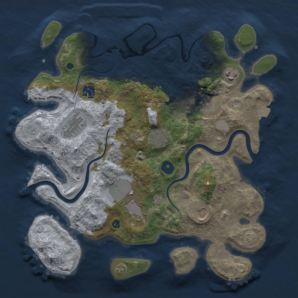 Rust Map: Procedural Map, Size: 3500, Seed: 414066256, 12 Monuments