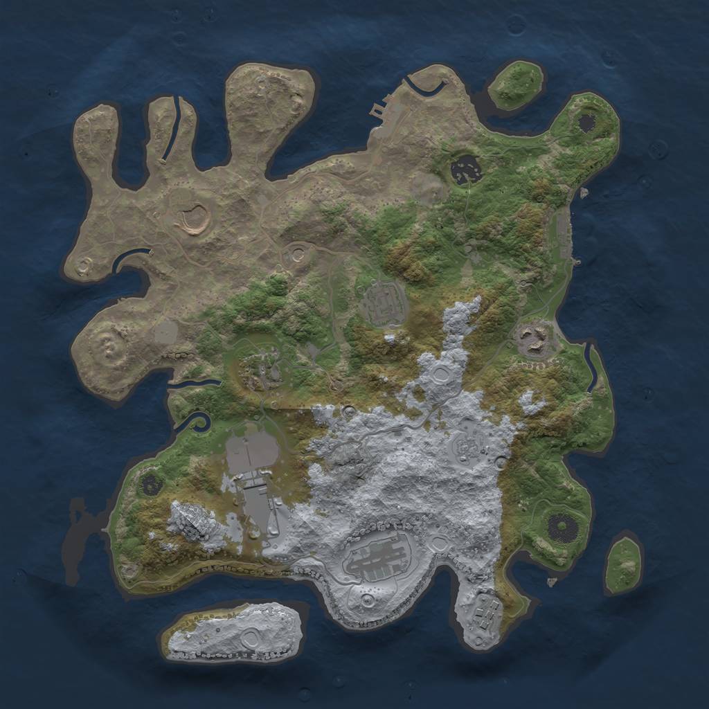 Rust Map: Procedural Map, Size: 3500, Seed: 190167749, 17 Monuments