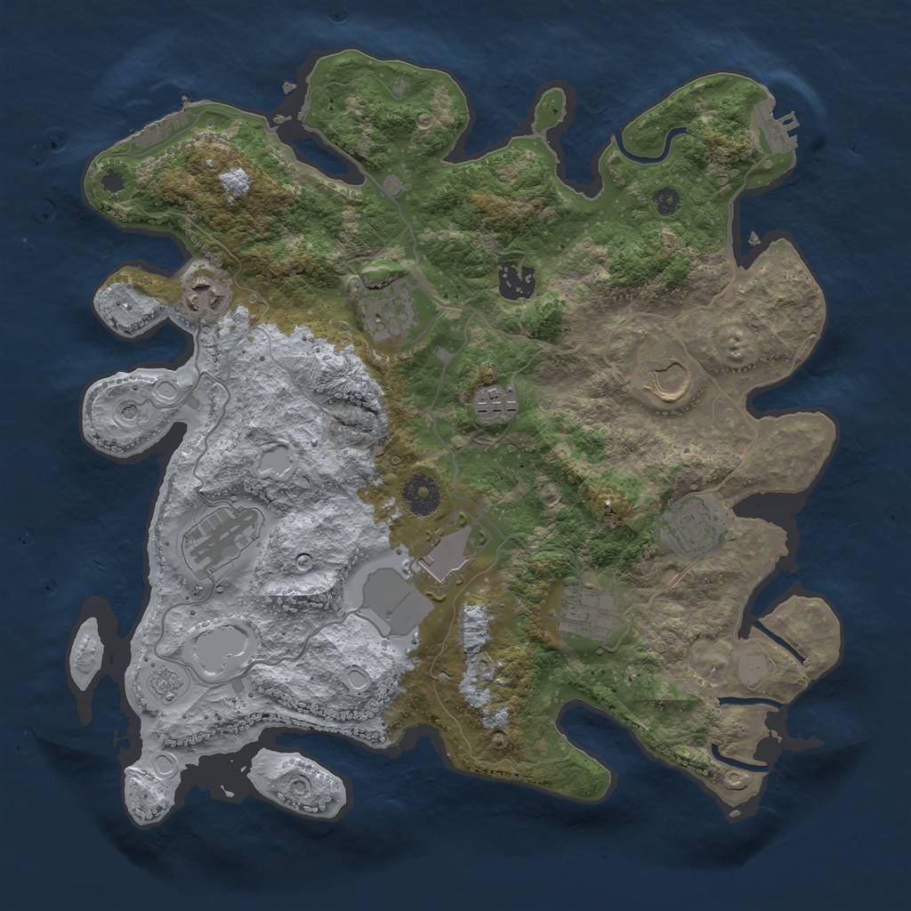 Rust Map: Procedural Map, Size: 3500, Seed: 8331348, 18 Monuments