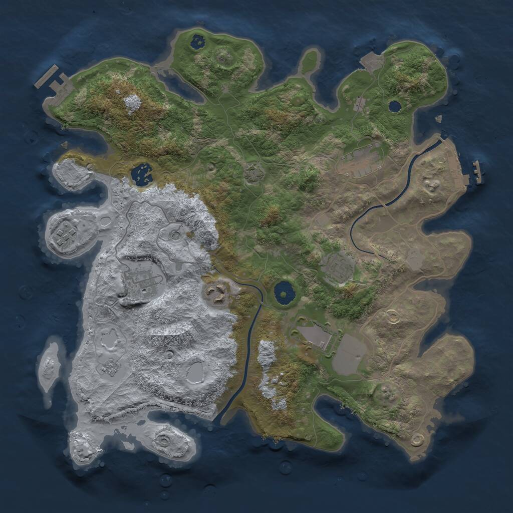 Rust Map: Procedural Map, Size: 3500, Seed: 8331348, 13 Monuments