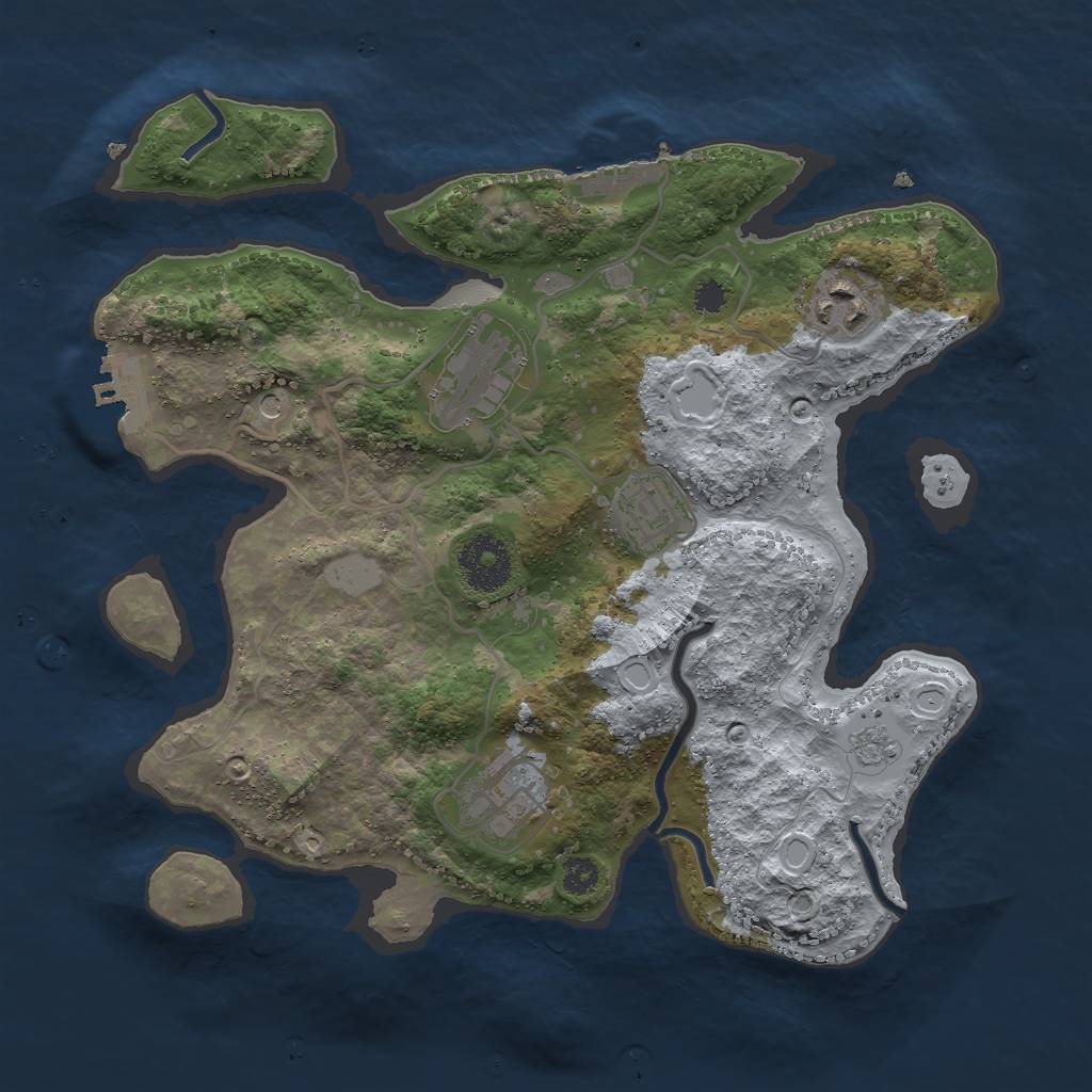Rust Map: Procedural Map, Size: 3000, Seed: 521342, 13 Monuments