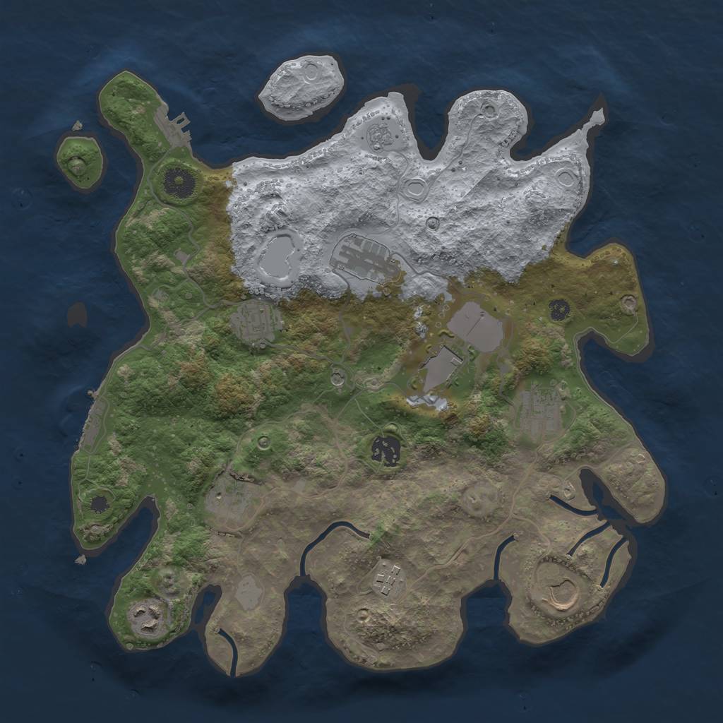 Rust Map: Procedural Map, Size: 3500, Seed: 555000003, 18 Monuments
