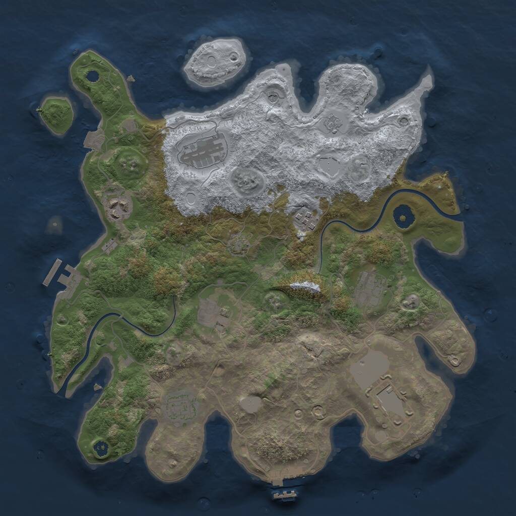 Rust Map: Procedural Map, Size: 3500, Seed: 555000003, 13 Monuments