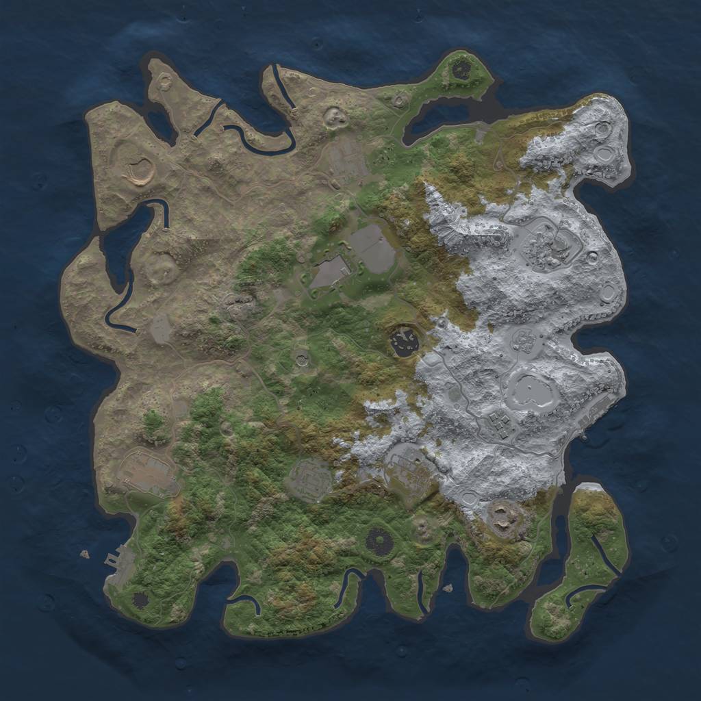 Rust Map: Procedural Map, Size: 3800, Seed: 5905, 19 Monuments