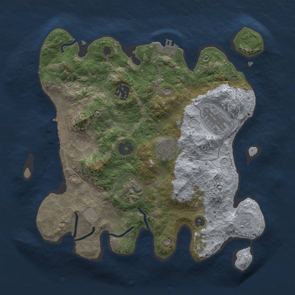 Rust Map: Procedural Map, Size: 3000, Seed: 83192127, 13 Monuments