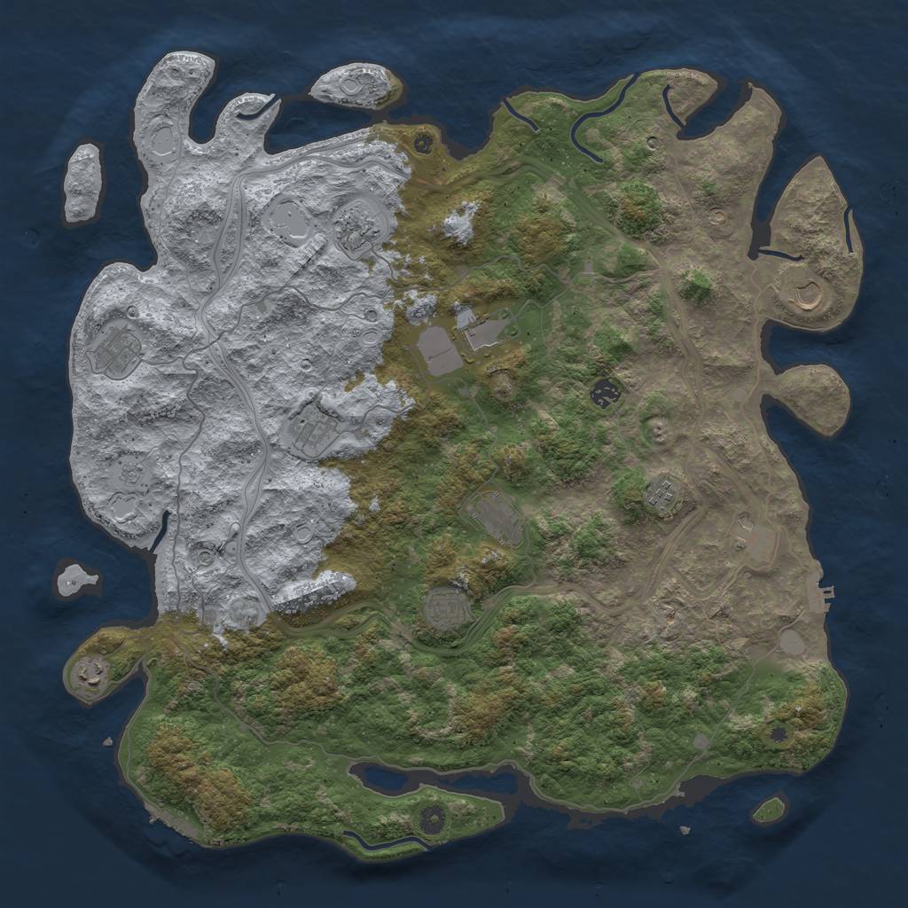 Rust Map: Procedural Map, Size: 4800, Seed: 1067153172, 18 Monuments