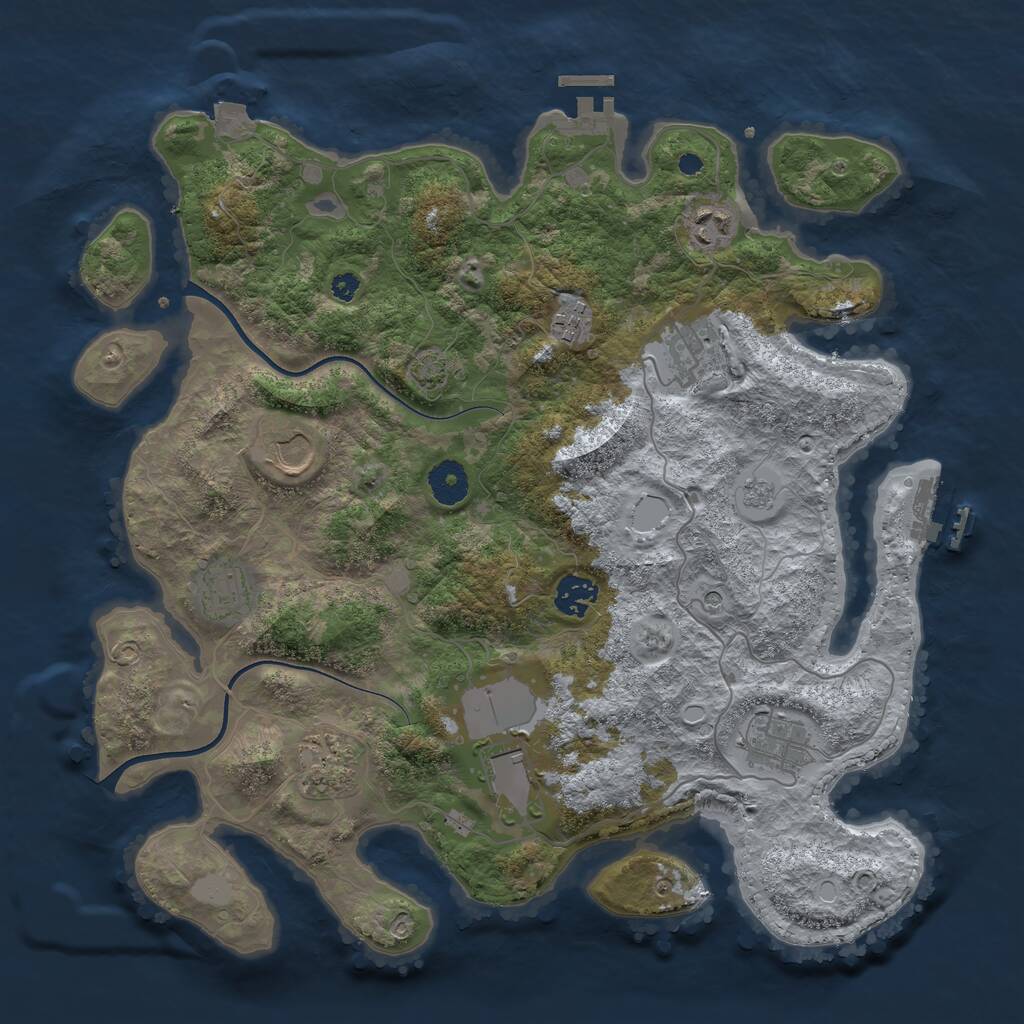 Rust Map: Procedural Map, Size: 3700, Seed: 538749, 15 Monuments