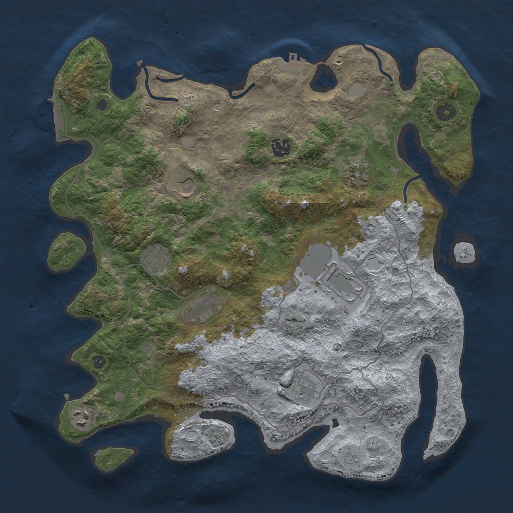 Rust Map: Procedural Map, Size: 4000, Seed: 73748, 18 Monuments