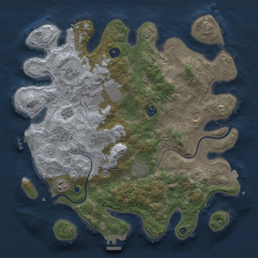 Rust Map: Procedural Map, Size: 3700, Seed: 742661, 14 Monuments