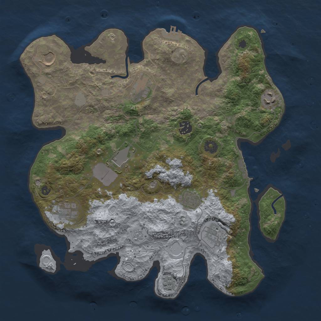 Rust Map: Procedural Map, Size: 3500, Seed: 428407, 18 Monuments
