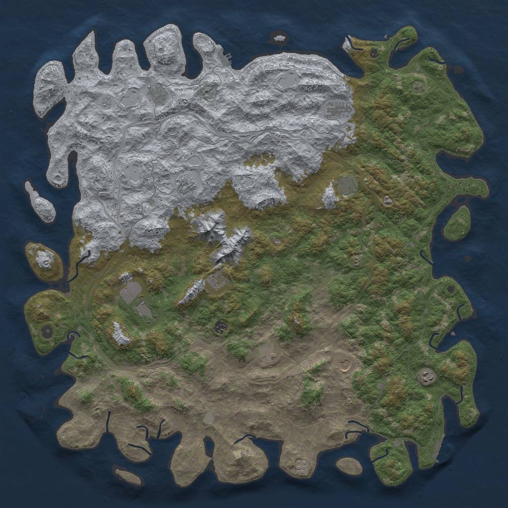 Rust Map: Procedural Map, Size: 6000, Seed: 154502800, 18 Monuments