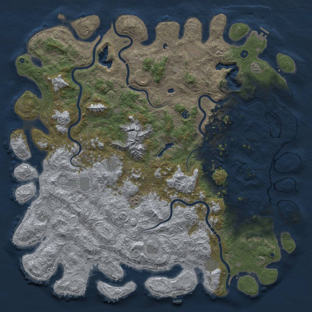 Rust Map: Procedural Map, Size: 6000, Seed: 981005808, 17 Monuments