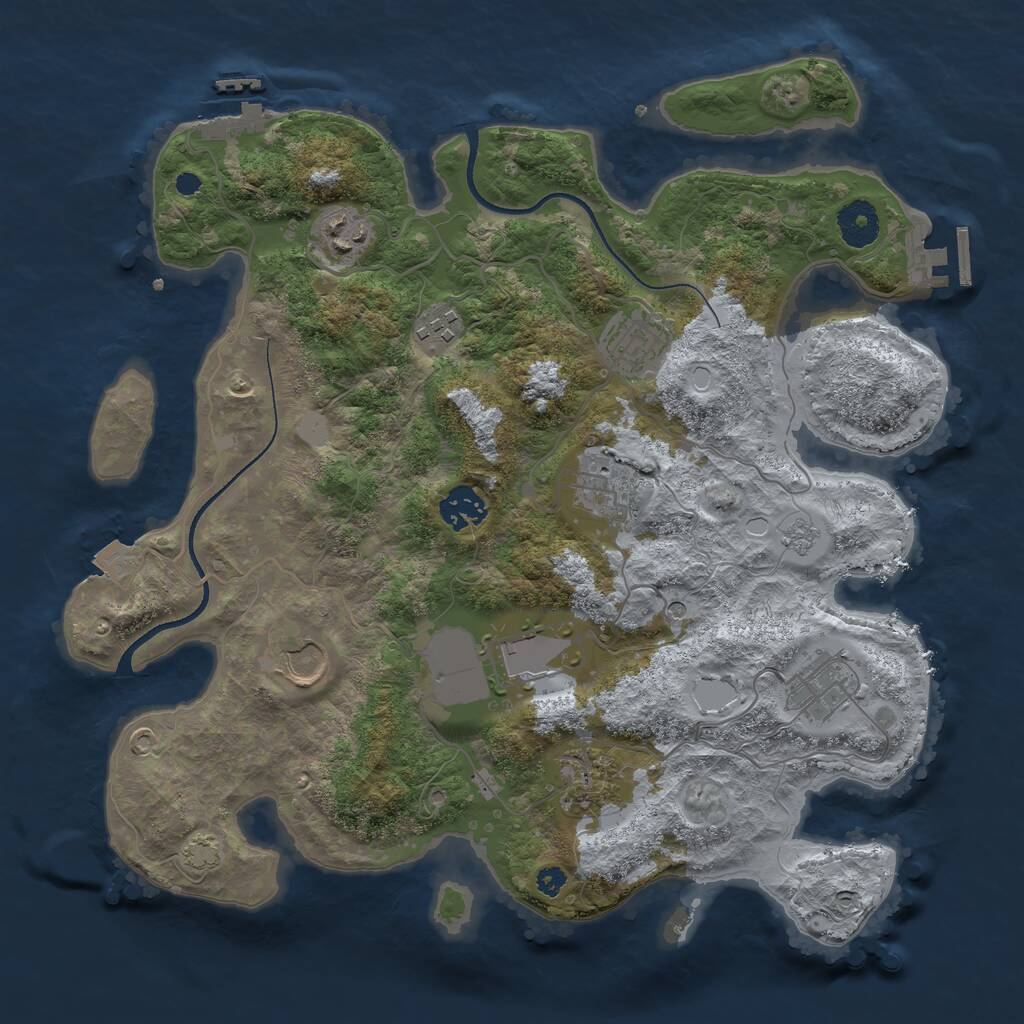 Rust Map: Procedural Map, Size: 3500, Seed: 2073341474, 15 Monuments