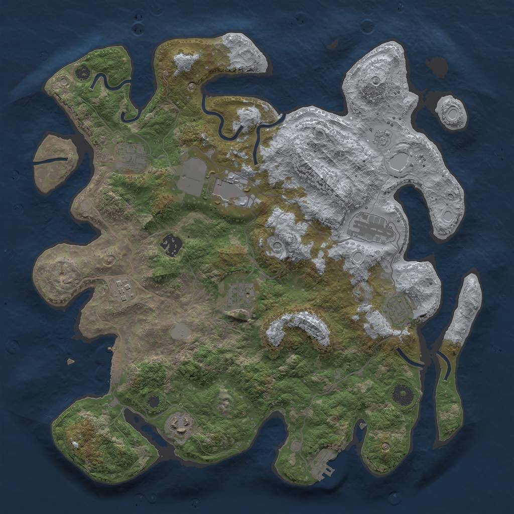 Rust Map: Procedural Map, Size: 3700, Seed: 46148859, 17 Monuments