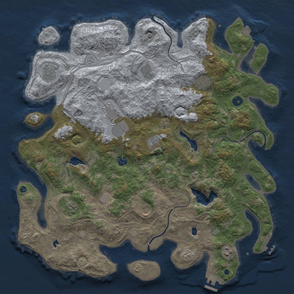 Rust Map: Procedural Map, Size: 4500, Seed: 65454165, 16 Monuments
