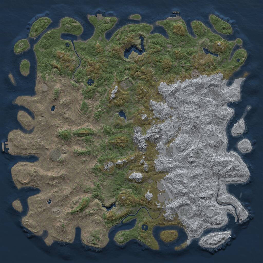 Rust Map: Procedural Map, Size: 6000, Seed: 521342, 17 Monuments