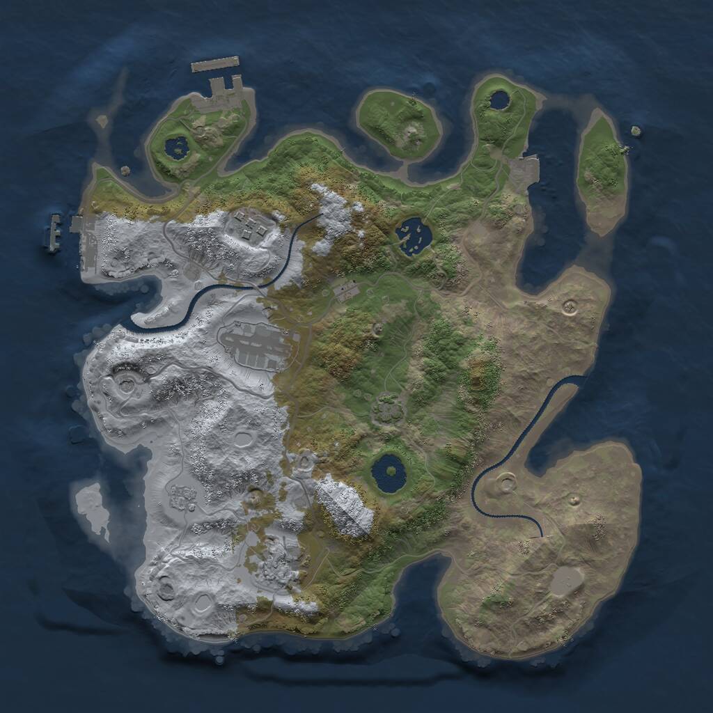 Rust Map: Procedural Map, Size: 3000, Seed: 5928, 10 Monuments