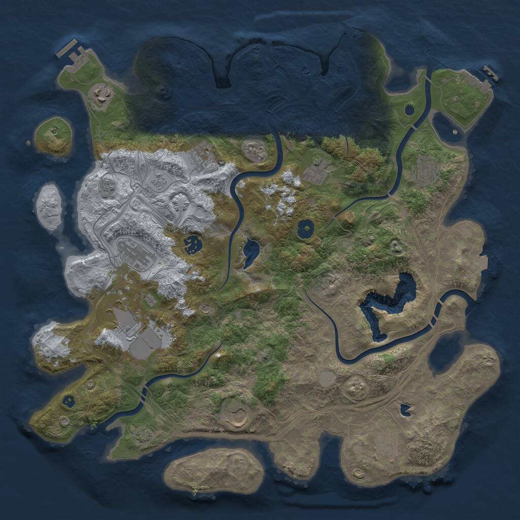 Rust Map: Procedural Map, Size: 4250, Seed: 1127182157, 16 Monuments