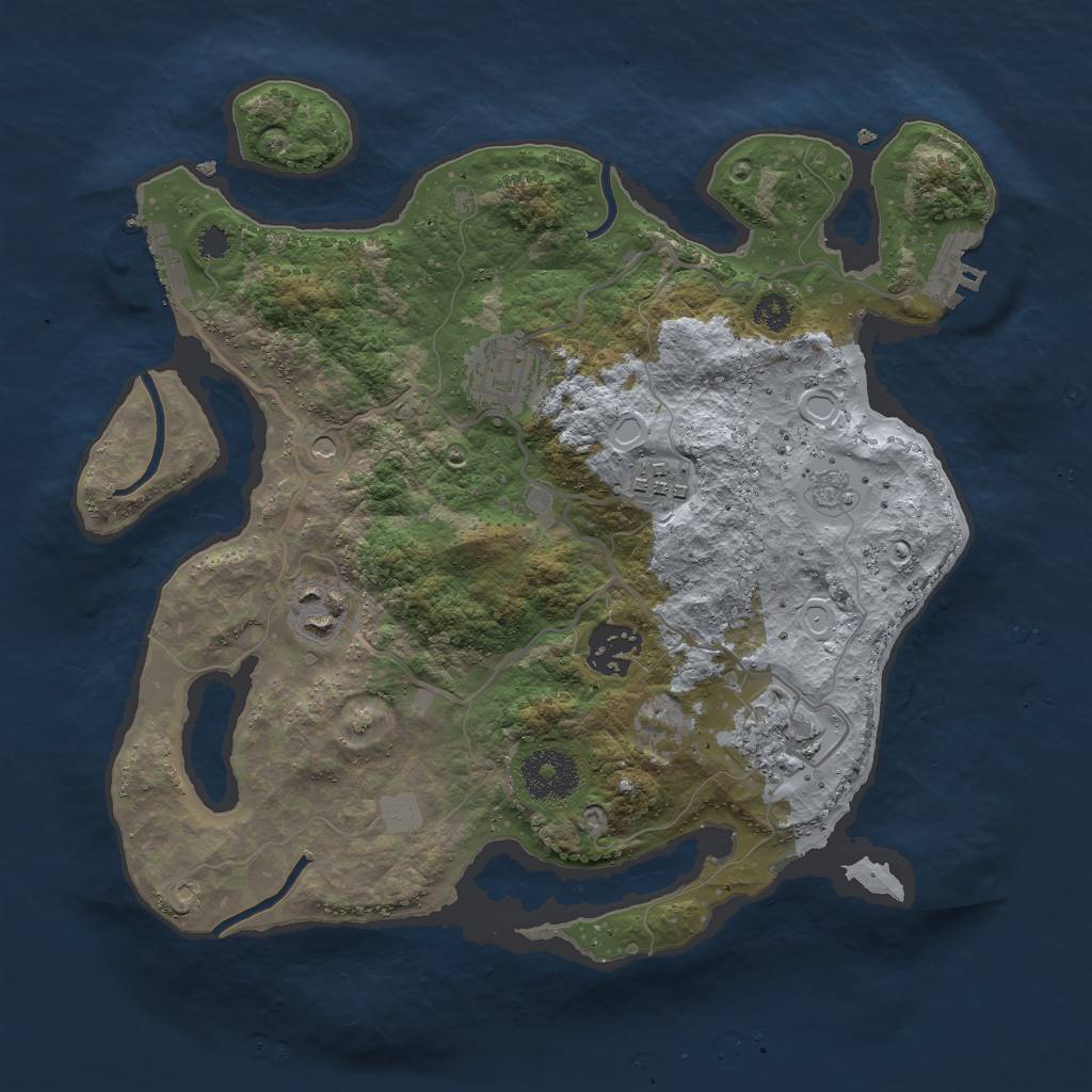 Rust Map: Procedural Map, Size: 3000, Seed: 2069126698, 14 Monuments