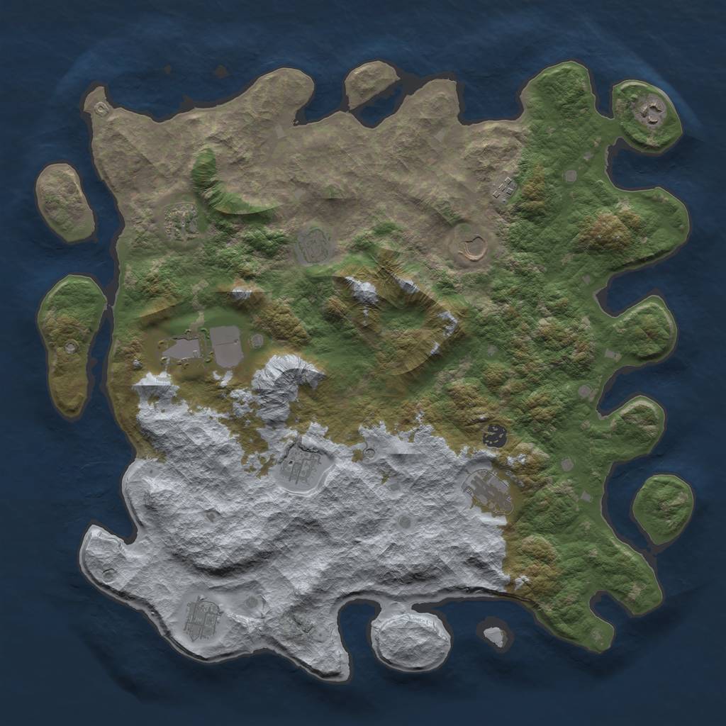 Rust Map: Barren, Size: 4500, Seed: 6738, 13 Monuments