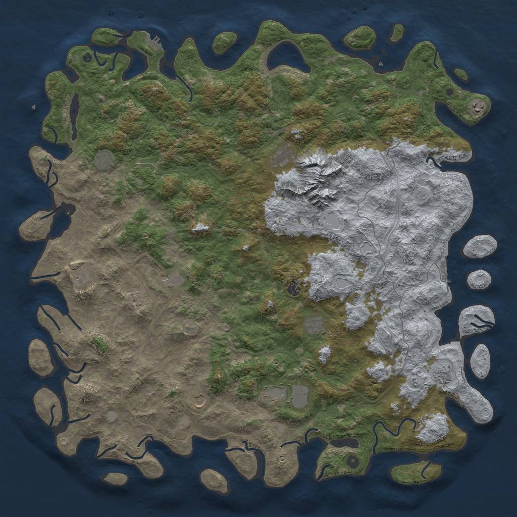 Rust Map: Procedural Map, Size: 6000, Seed: 619178633, 20 Monuments