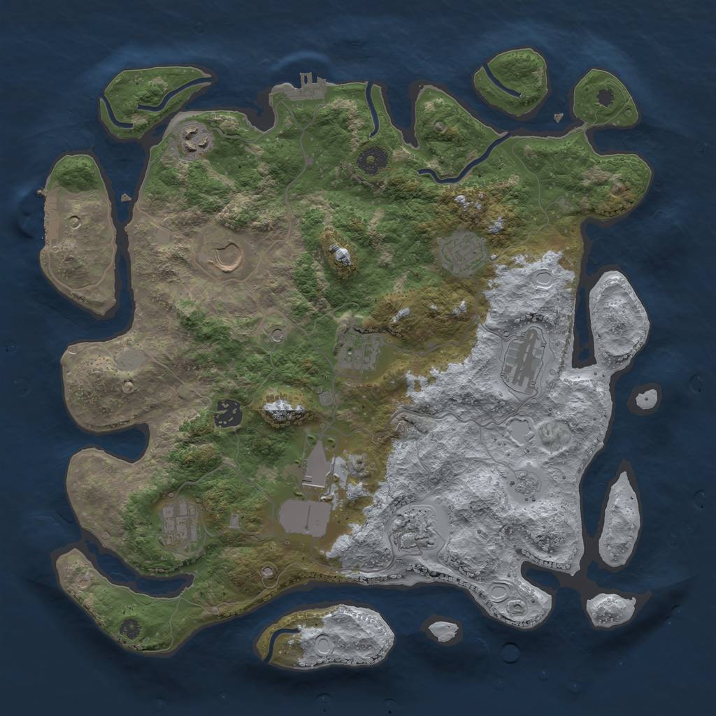 Rust Map: Procedural Map, Size: 3700, Seed: 258835029, 18 Monuments
