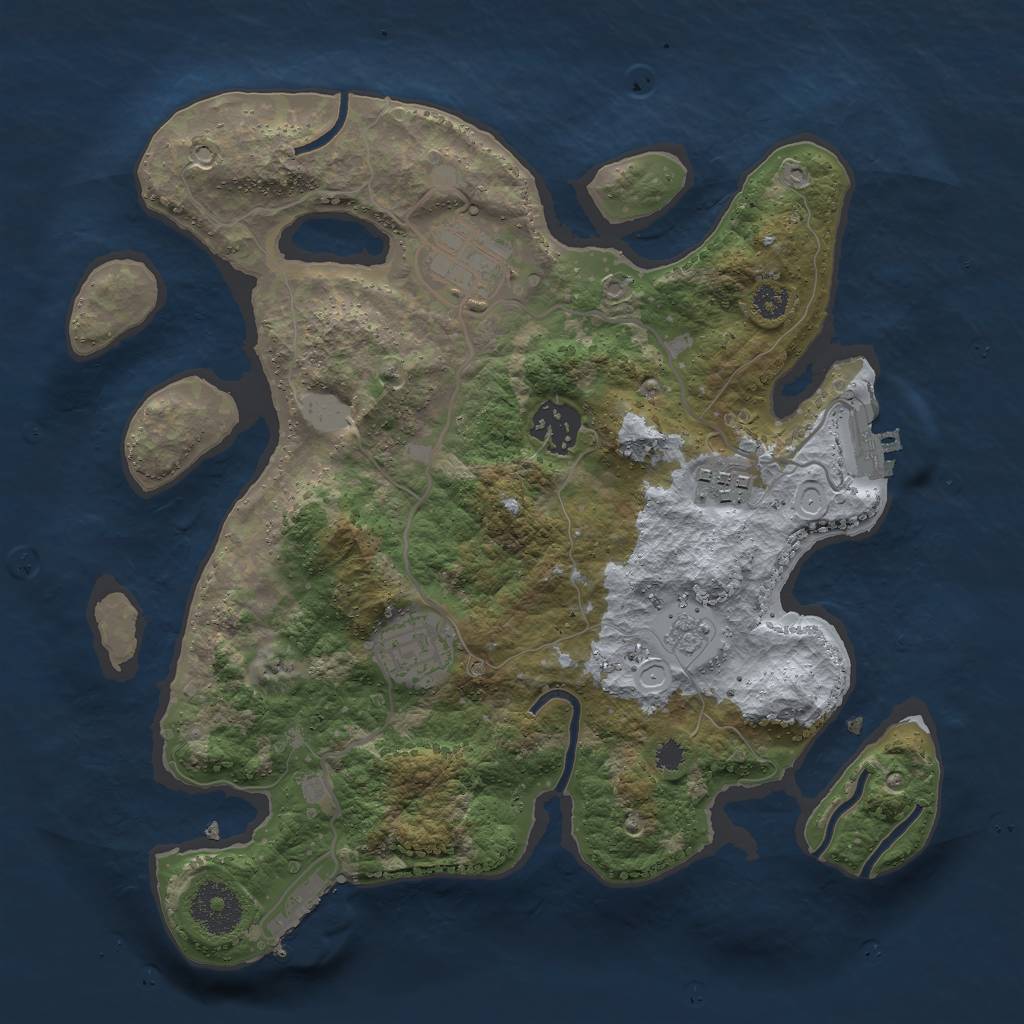 Rust Map: Procedural Map, Size: 3000, Seed: 2064725503, 12 Monuments