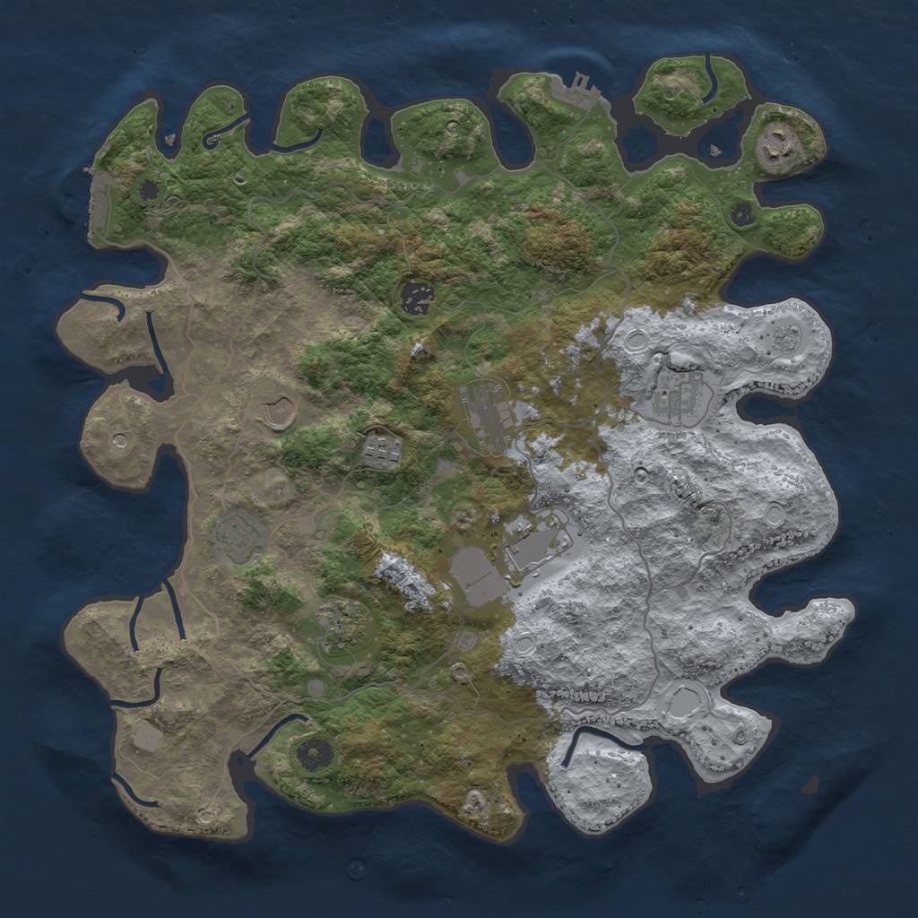 Rust Map: Procedural Map, Size: 4000, Seed: 560971747, 18 Monuments