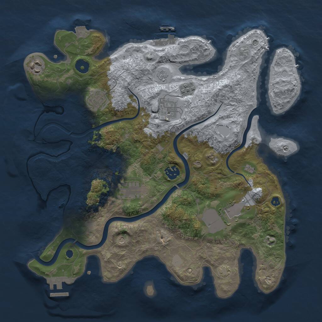 Rust Map: Procedural Map, Size: 3500, Seed: 1315984028, 13 Monuments