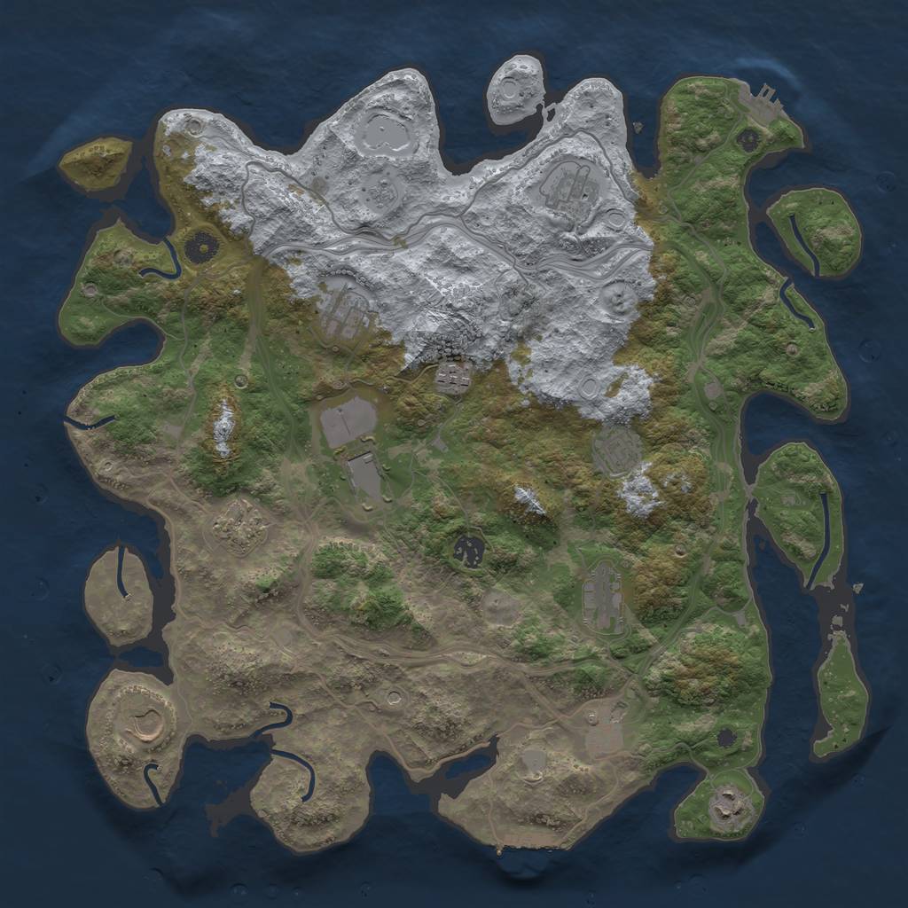 Rust Map: Procedural Map, Size: 4250, Seed: 1286976348, 20 Monuments