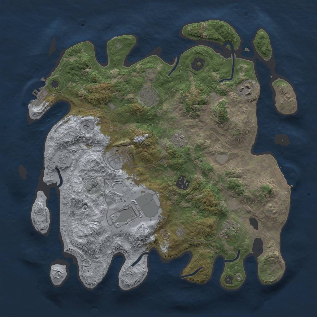 Rust Map: Procedural Map, Size: 3500, Seed: 8294424, 14 Monuments