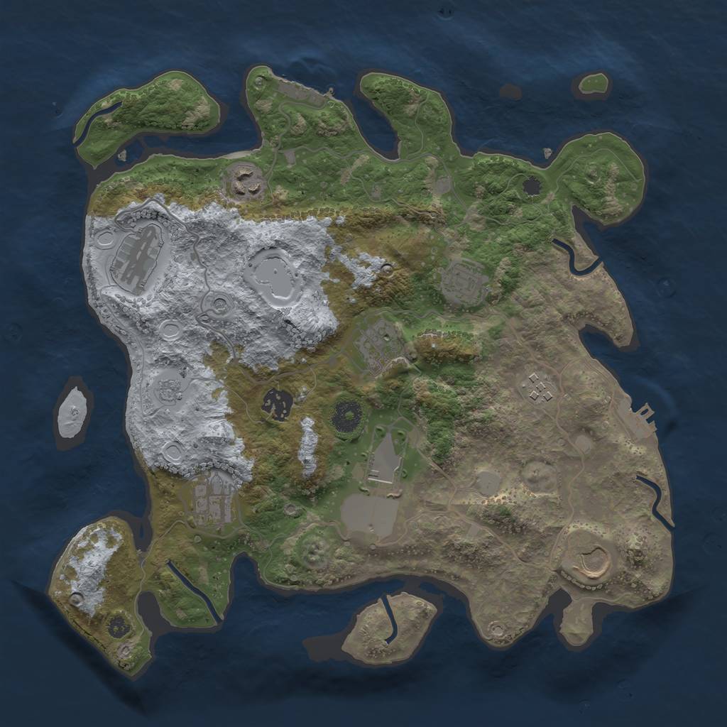 Rust Map: Procedural Map, Size: 3500, Seed: 23221, 18 Monuments