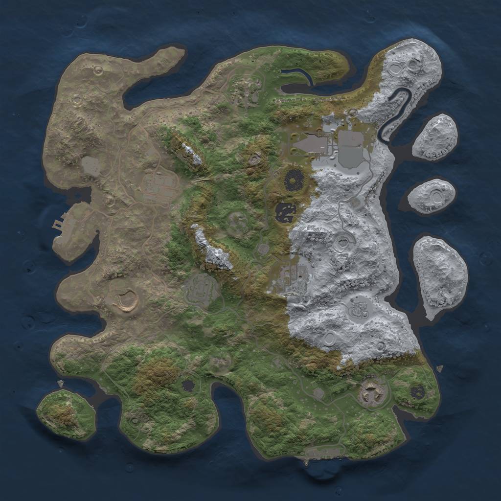 Rust Map: Procedural Map, Size: 3500, Seed: 832953934, 17 Monuments