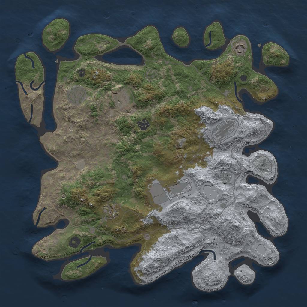 Rust Map: Procedural Map, Size: 4000, Seed: 2134032372, 15 Monuments