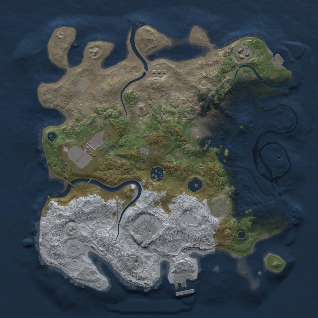 Rust Map: Procedural Map, Size: 3500, Seed: 479121079, 13 Monuments
