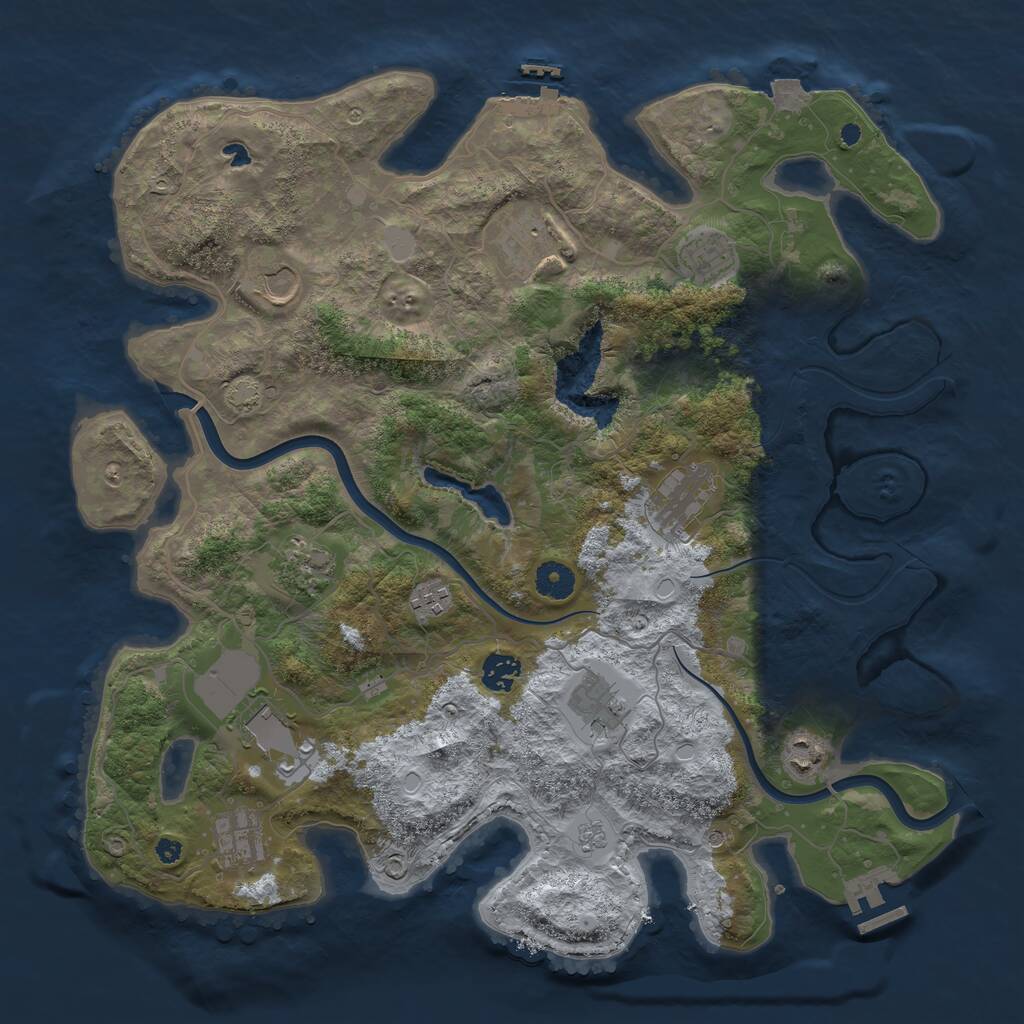 Rust Map: Procedural Map, Size: 4000, Seed: 227225294, 17 Monuments