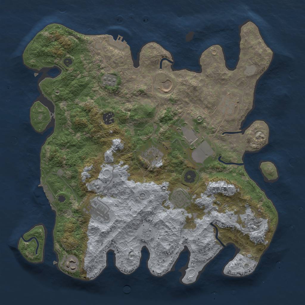 Rust Map: Procedural Map, Size: 3700, Seed: 424466311, 19 Monuments