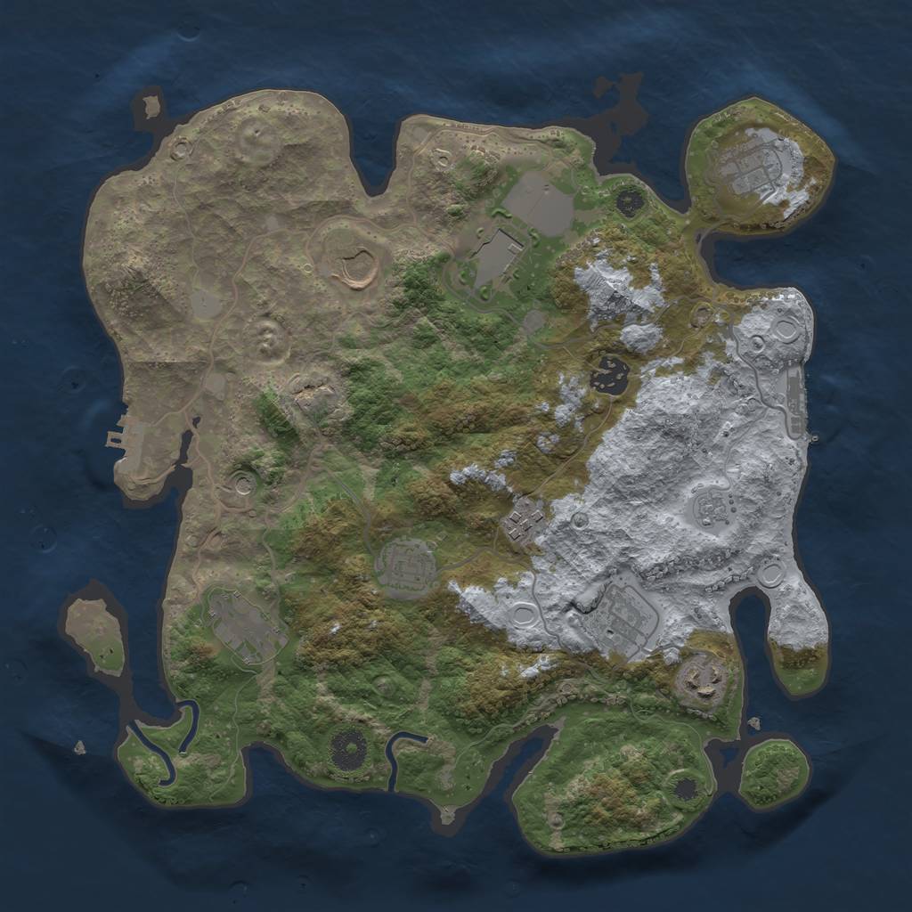 Rust Map: Procedural Map, Size: 3500, Seed: 43852354, 18 Monuments