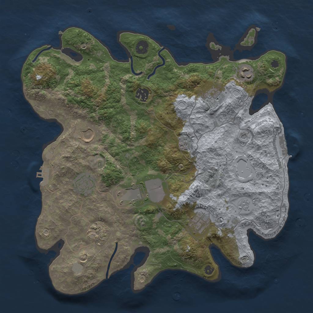 Rust Map: Procedural Map, Size: 3500, Seed: 688941412, 18 Monuments
