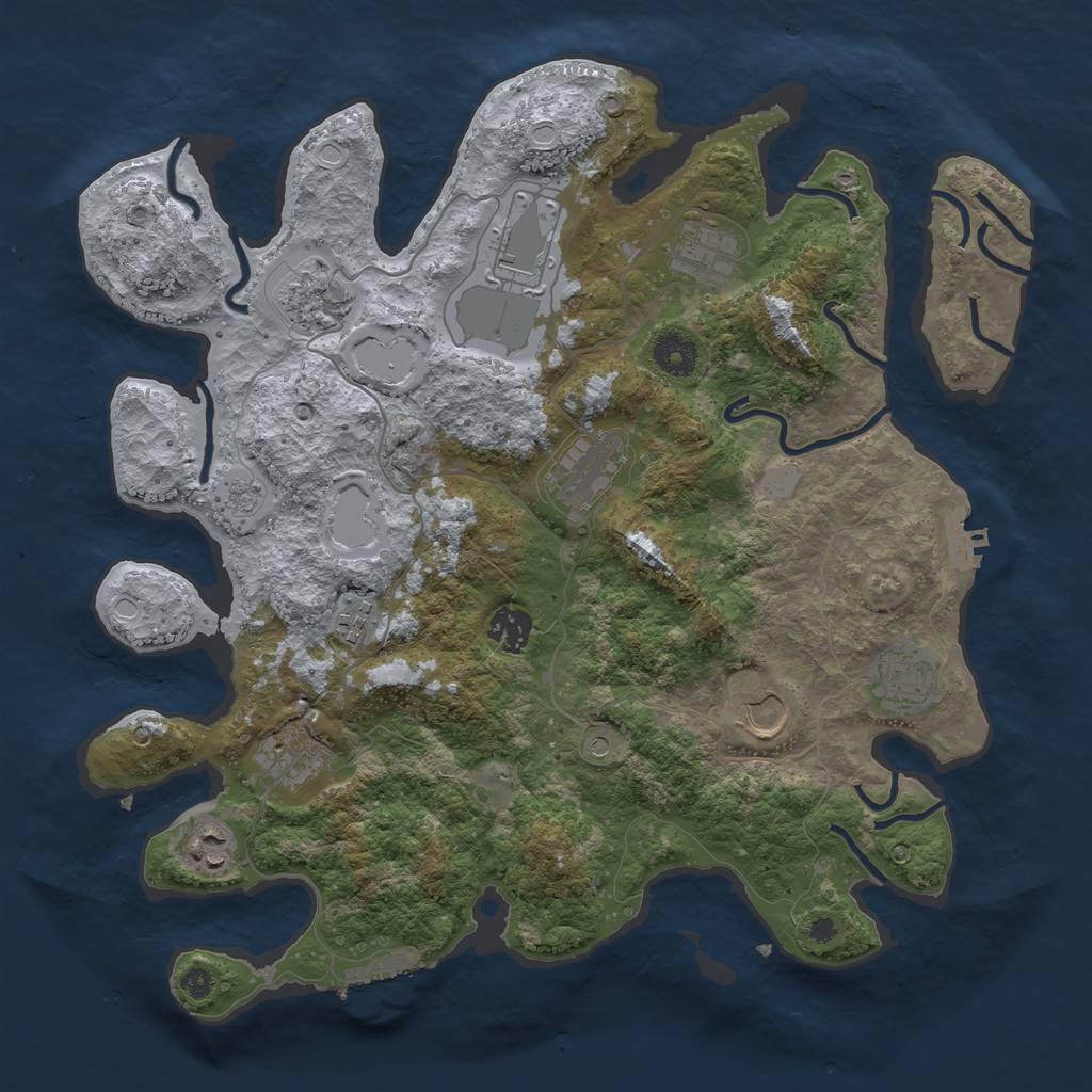 Rust Map: Procedural Map, Size: 3700, Seed: 1955868964, 19 Monuments