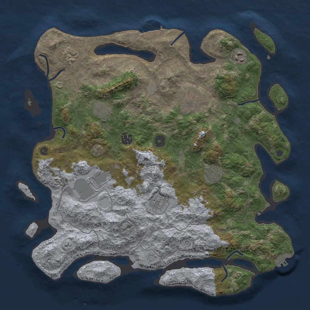 Rust Map: Procedural Map, Size: 4000, Seed: 857235497, 17 Monuments