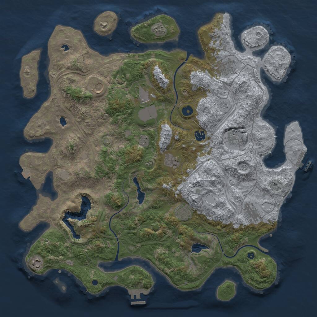 Rust Map: Procedural Map, Size: 4500, Seed: 545087315, 16 Monuments
