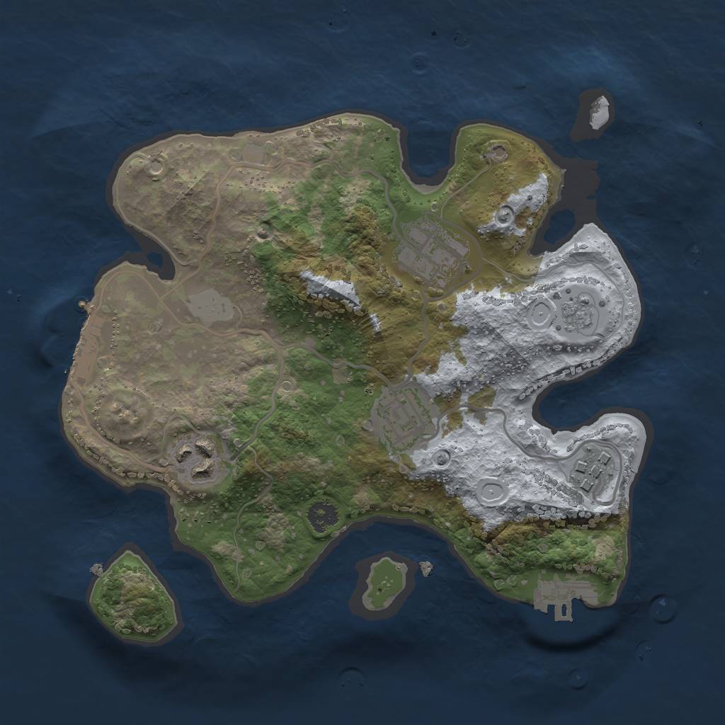 Rust Map: Procedural Map, Size: 2500, Seed: 1971104893, 10 Monuments