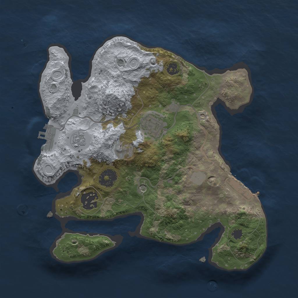 Rust Map: Procedural Map, Size: 2500, Seed: 2850019, 11 Monuments